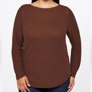 LETY & ME Josey Boat Neck Sweater Pullover Brown‎ 1X Nwt Stitch Fix